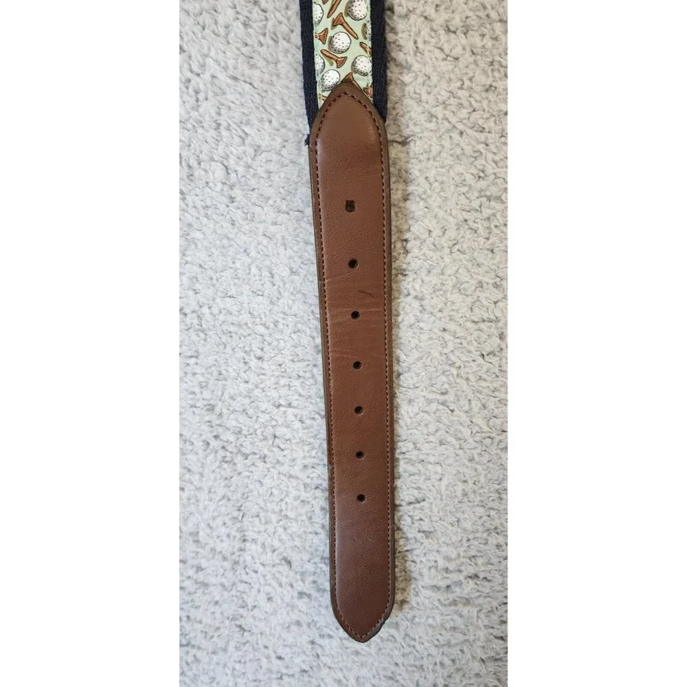 Tommy Bahama Mens Novelty Belt Golf Balls Tee Print/Synthetic Leather Trim Sz XL